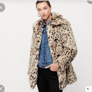 J Crew leopard faux fur coat
